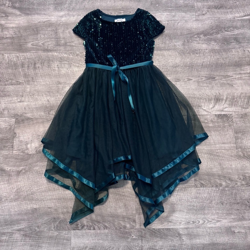 Speechless Short Sleeve Green Sequin Bodice Tulle Skirt Party Dress Girls Sz. 8